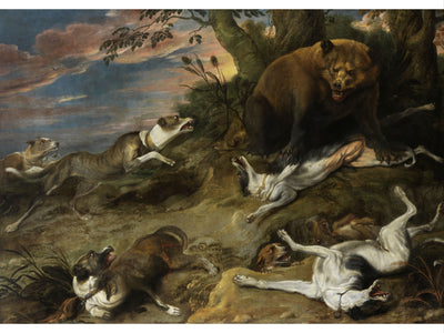 Un lévrier chasse un ours - Frans Snyders