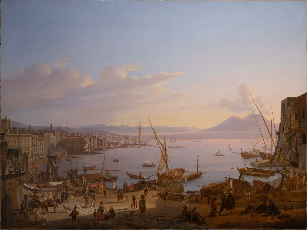 La Baie de Naples avec le phare et le Vésuve en fond. - Antoine van Dyck