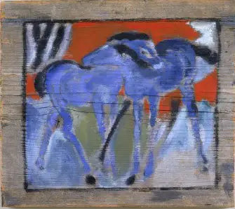 Reproduction du tableau « Poulains bleus - Franz Marc » par Alpha Reproduction en peinture à l’huile