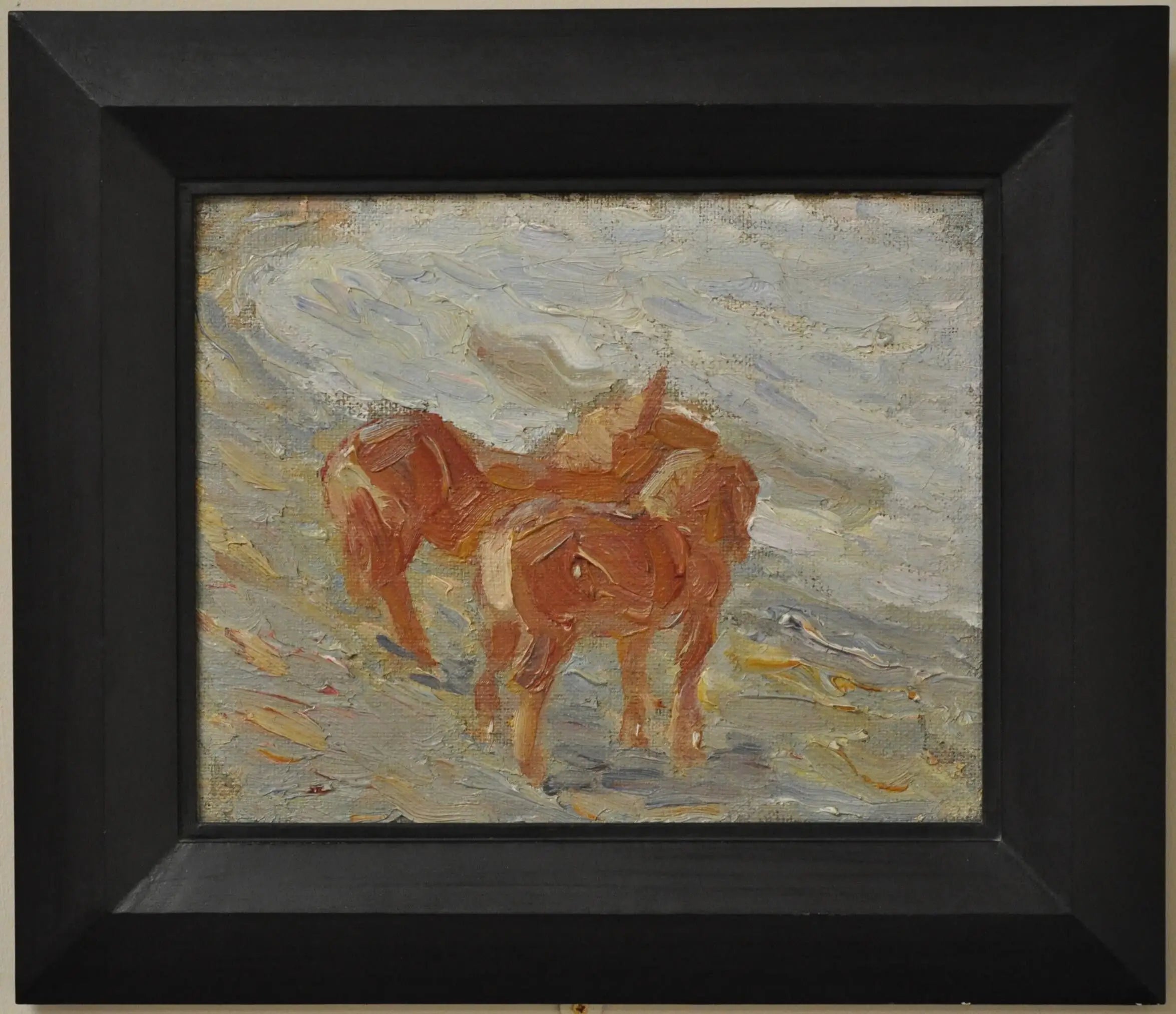 Reproduction du tableau « Chevaux au bord de la mer - Franz Marc » par Alpha Reproduction en peinture à l’huile