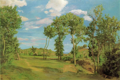 Reproduction du tableau « Paysage au bord du Lez - Frédéric Bazille » par Alpha Reproduction en peinture à l’huile