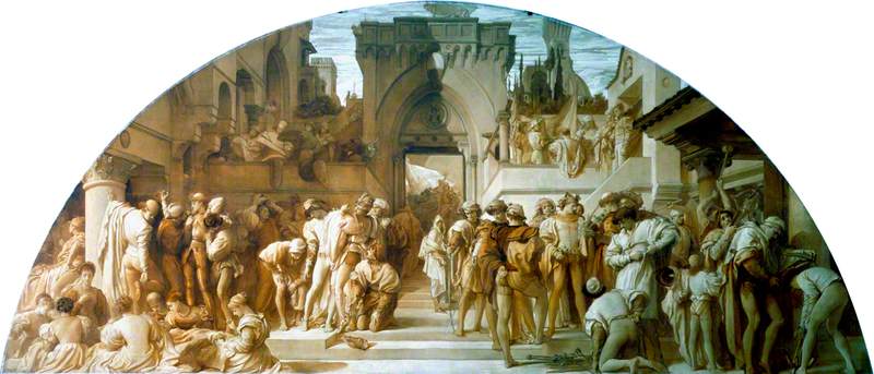Les arts de l'industrie appliqués à la guerre (dessin pour une peinture murale au Victoria and Albert Museum) - Frederic Leighton
