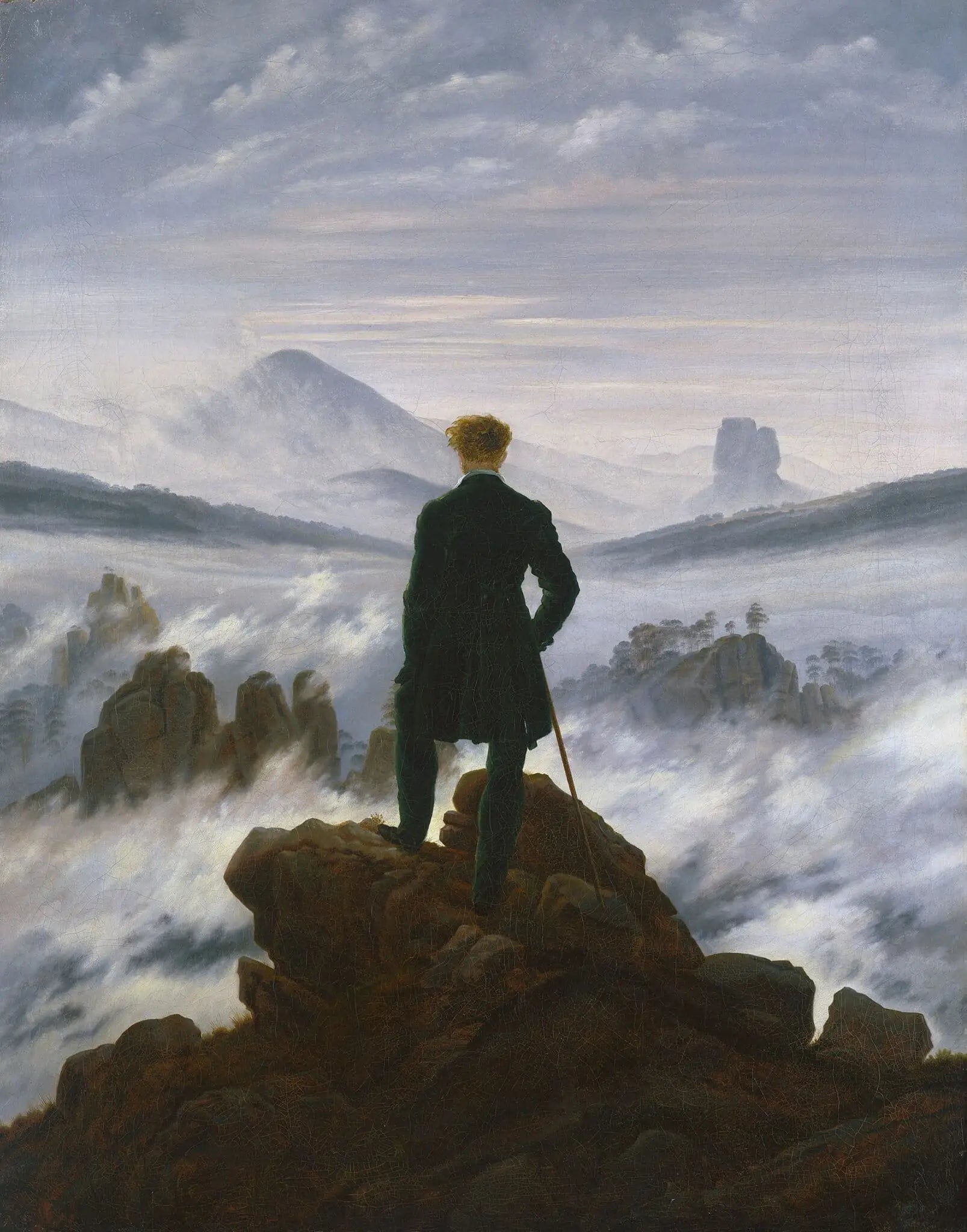 Reproduction du tableau « Le Voyageur contemplant une mer de nuages - Caspar David Friedrich » par Alpha Reproduction en peinture à l’huile