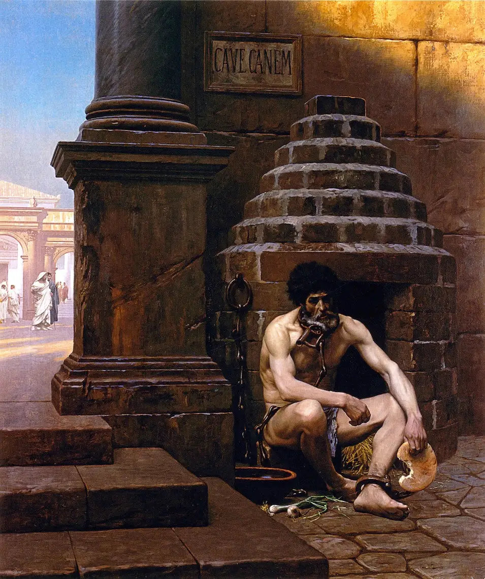 Reproduction du tableau « Prisonnier de guerre à Rome - Jean-Léon Gérôme » par Alpha Reproduction en peinture à l’huile