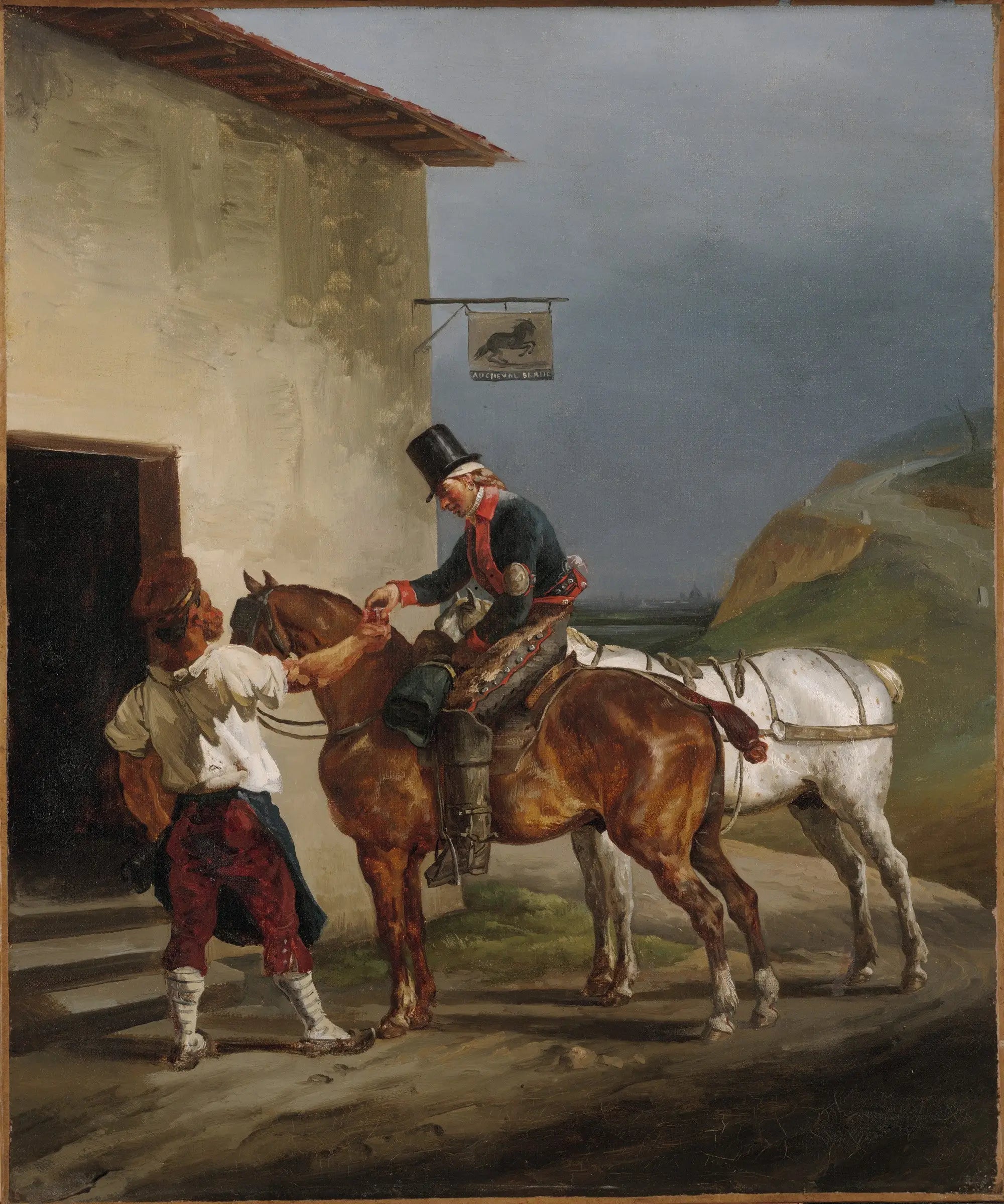 Reproduction du tableau « La taverne du Cheval Blanc - Théodore Géricault » par Alpha Reproduction en peinture à l’huile