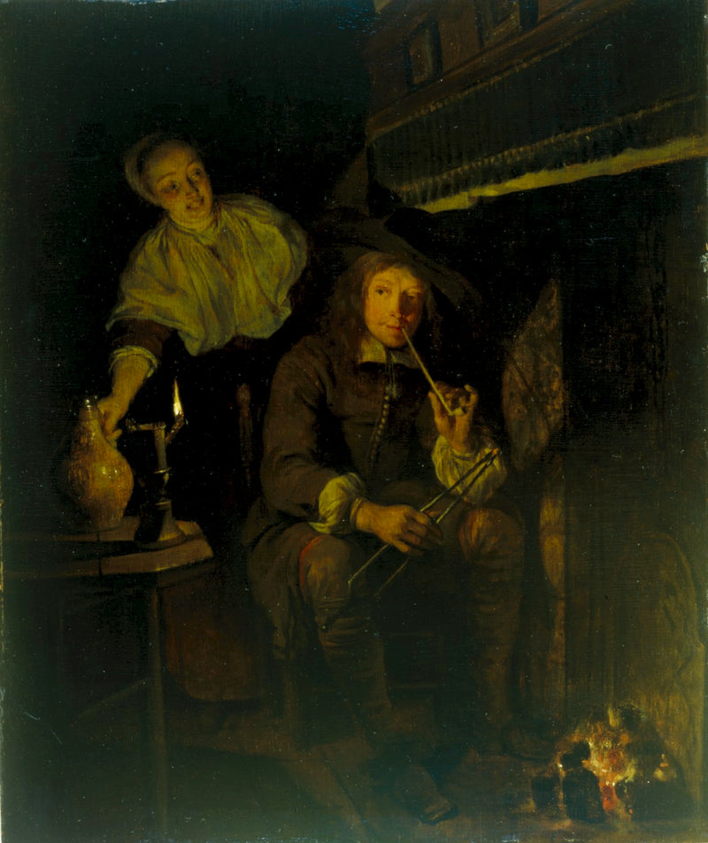 Le fumeur au coin du feu - Gabriel Metsu