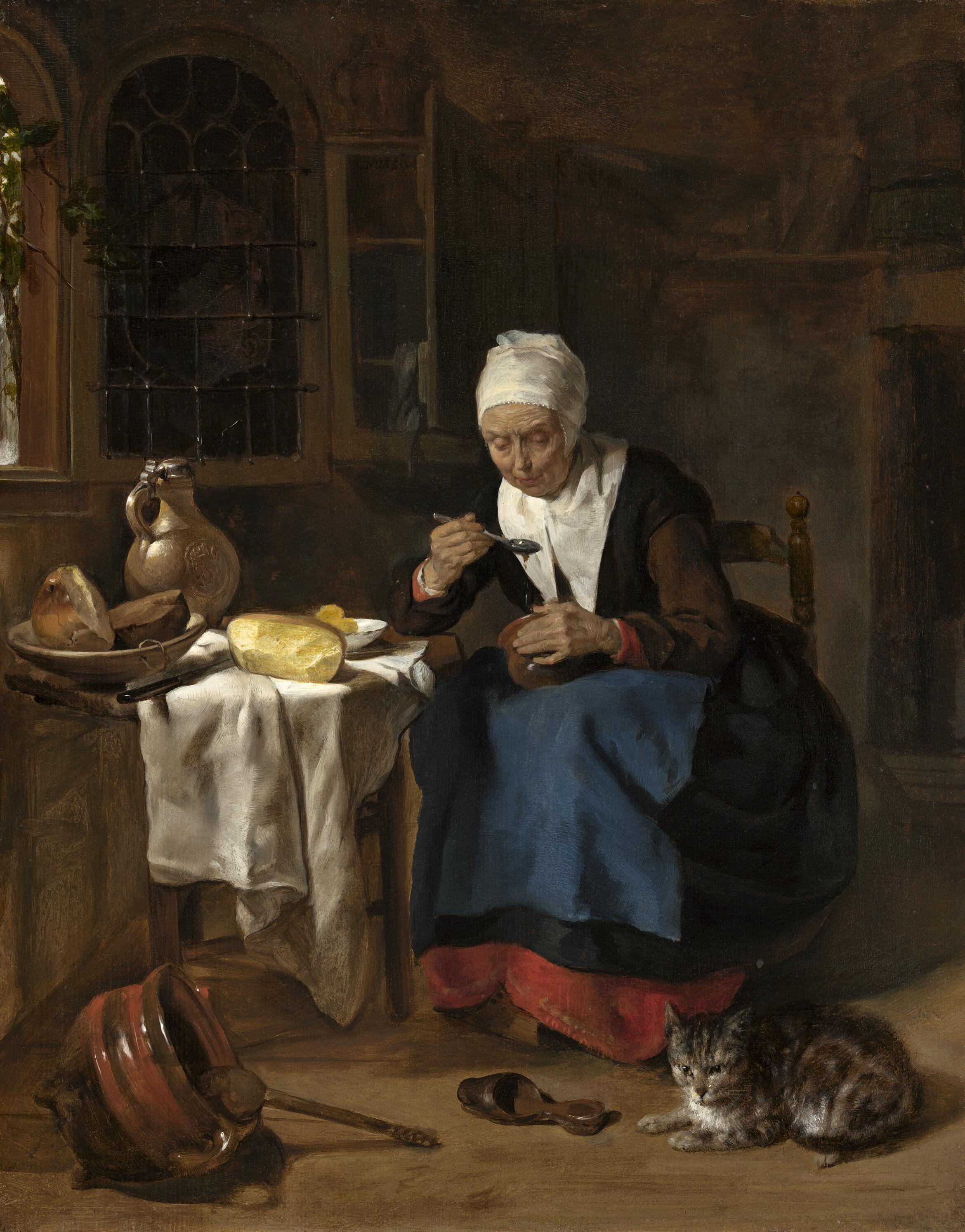 Vieille femme mangeant du porridge - Gabriel Metsu