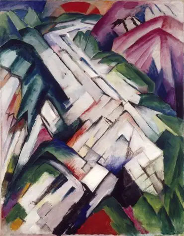 Reproduction du tableau « montagnes - Franz Marc » par Alpha Reproduction en peinture à l’huile