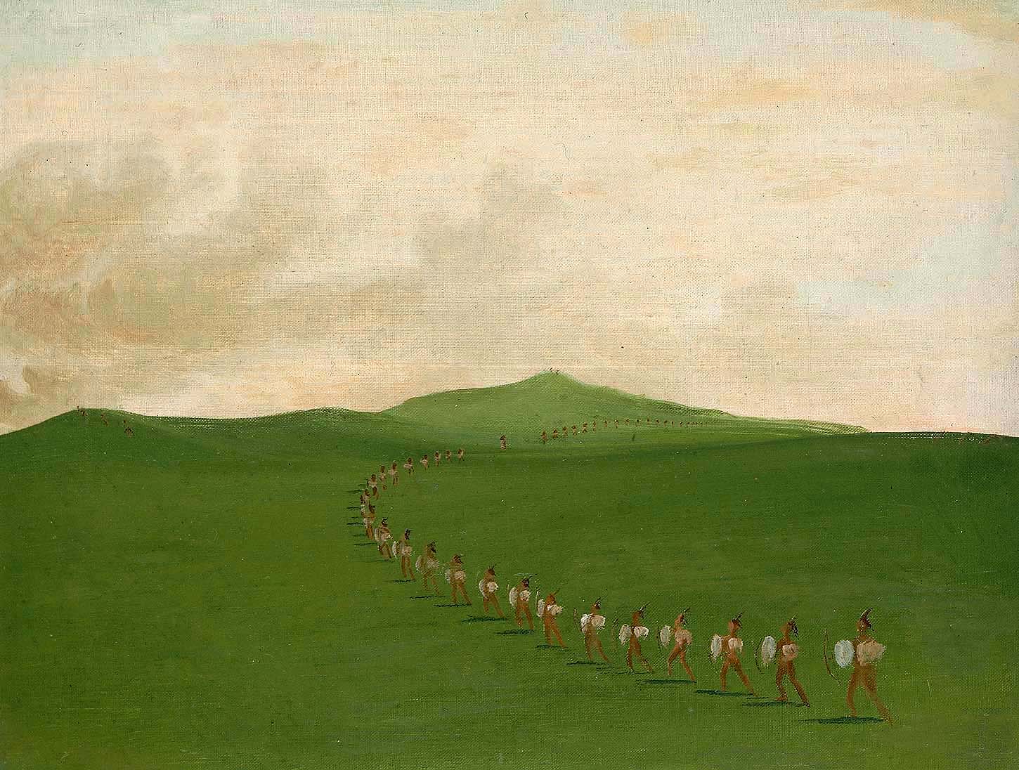 Marche des fantassins dans le Haut-Missouri - George Catlin