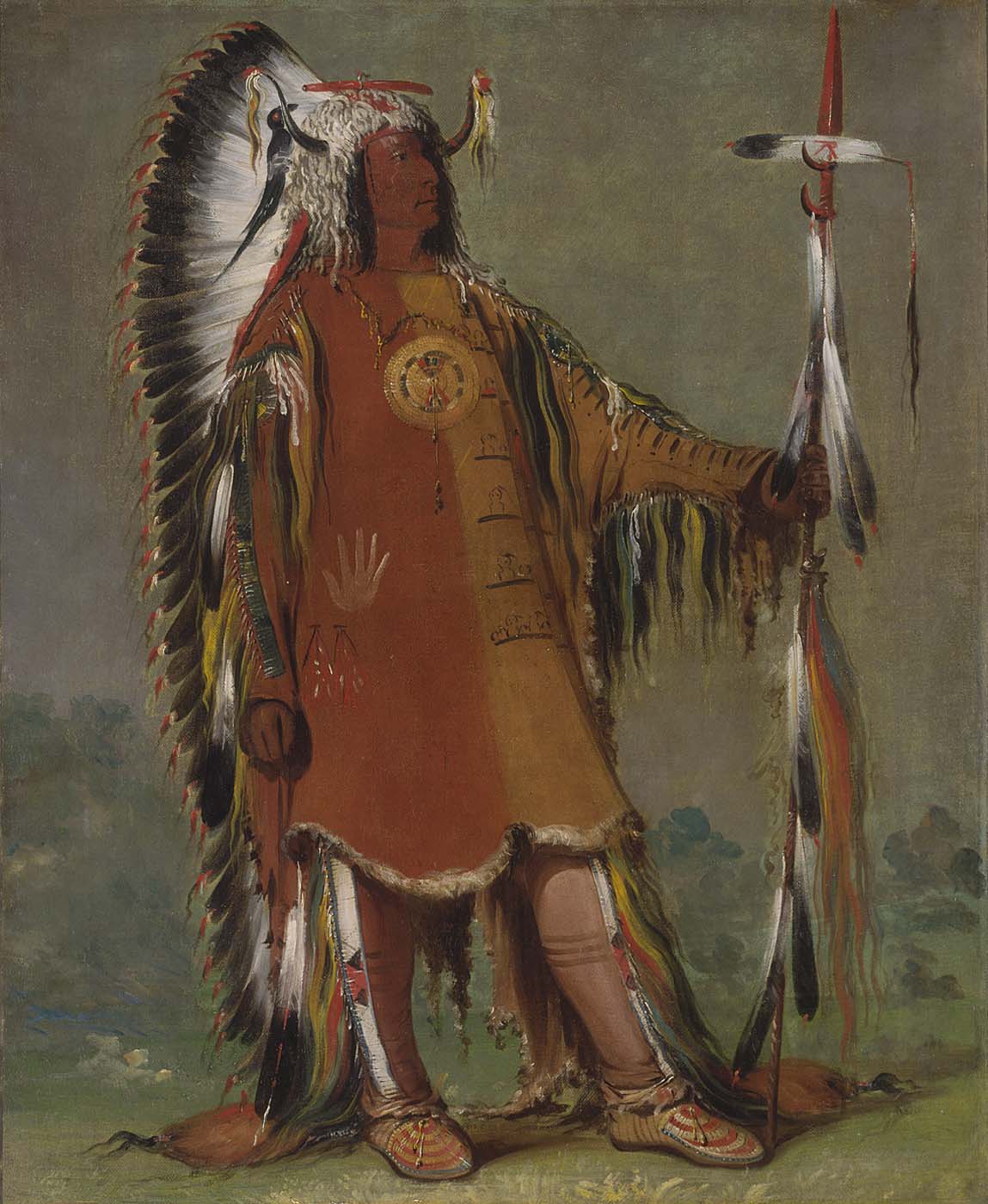 Máh-to-tóh-pa, Quatre Ours, Deuxième Chef, en grande tenue - George Catlin