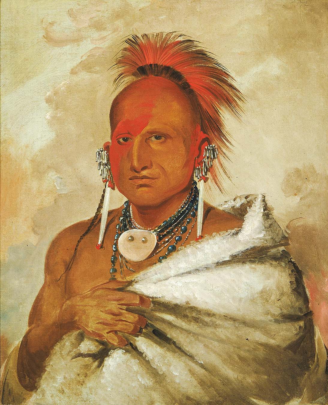 O-rón-gás-see, chasseur d'ours, un guerrier célèbre - George Catlin