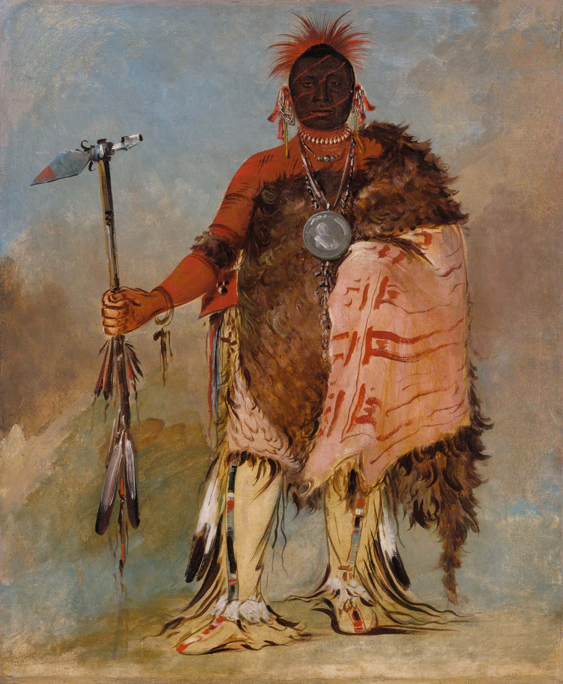 Om-pah-tón-ga, Big Elk, un guerrier célèbre - George Catlin
