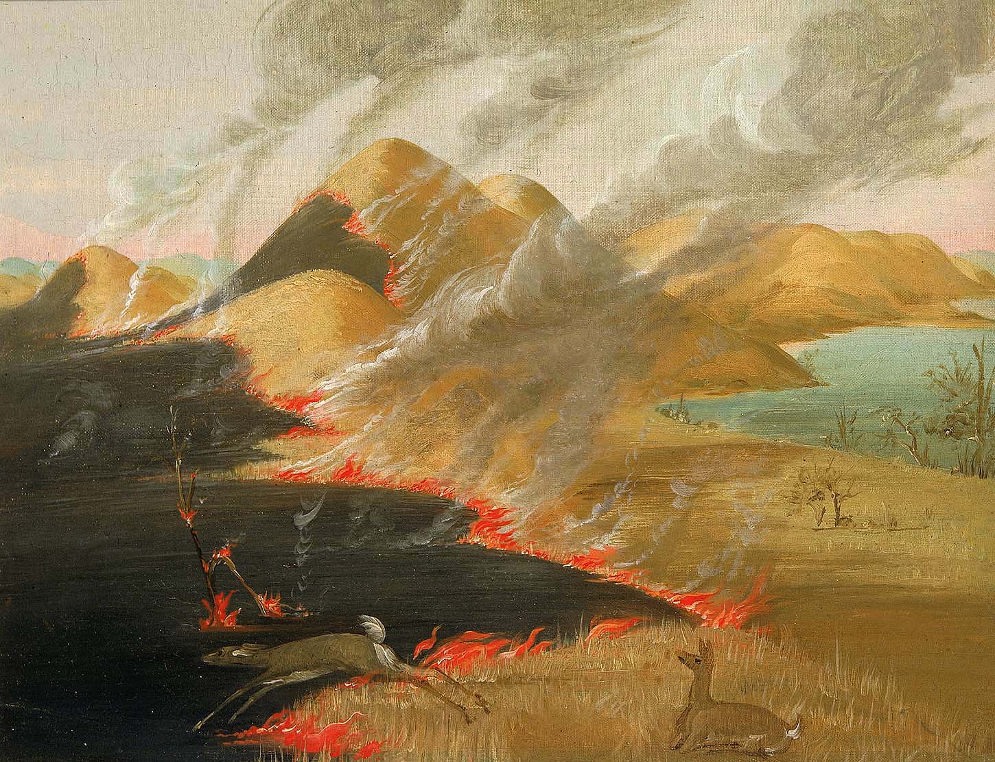 Prairie Bluffs en feu - George Catlin