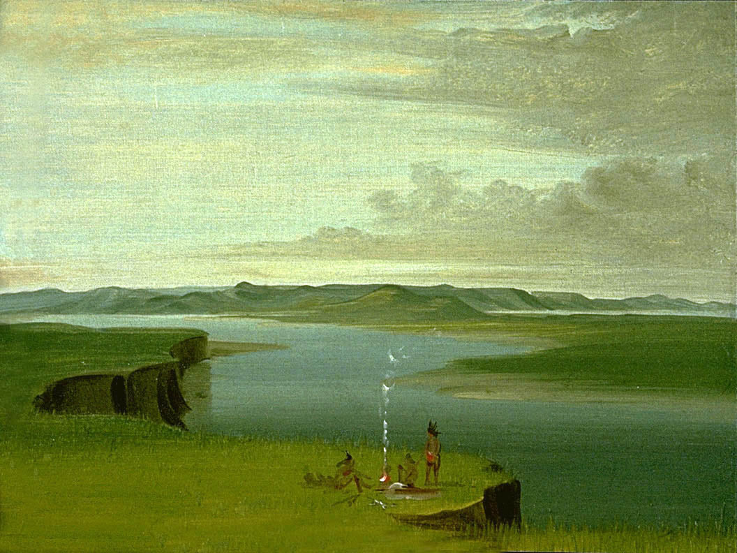 Prairie Bluffs au lever du soleil, près de l'embouchure de la rivière Yellowstone - George Catlin