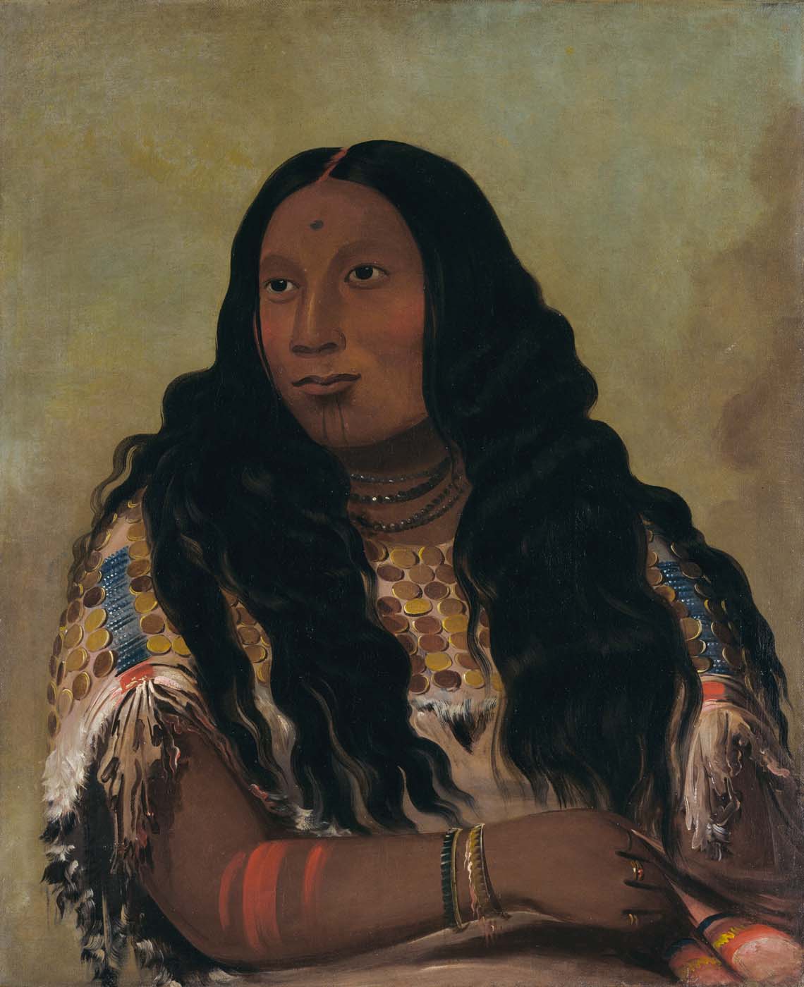 Tchón-su-móns-ka, Banc de Sable, épouse du commerçant François Chardon - George Catlin