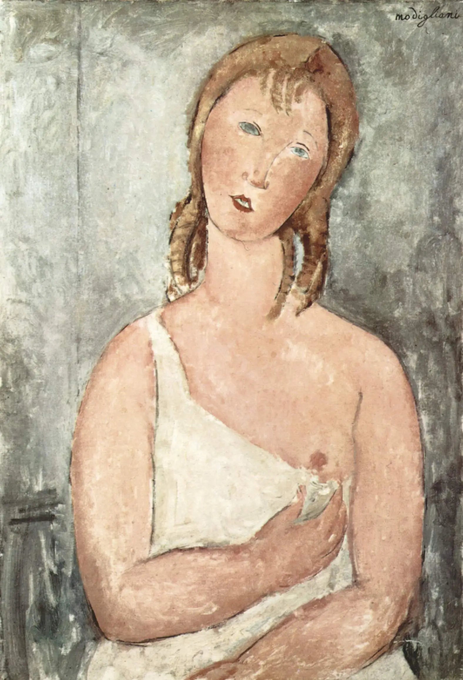 Reproduction du tableau « Fille dans la chemise - Amedeo Modigliani » par Alpha Reproduction en peinture à l’huile