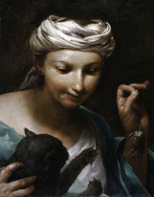 Fille avec un chat - Giuseppe Maria Crespi