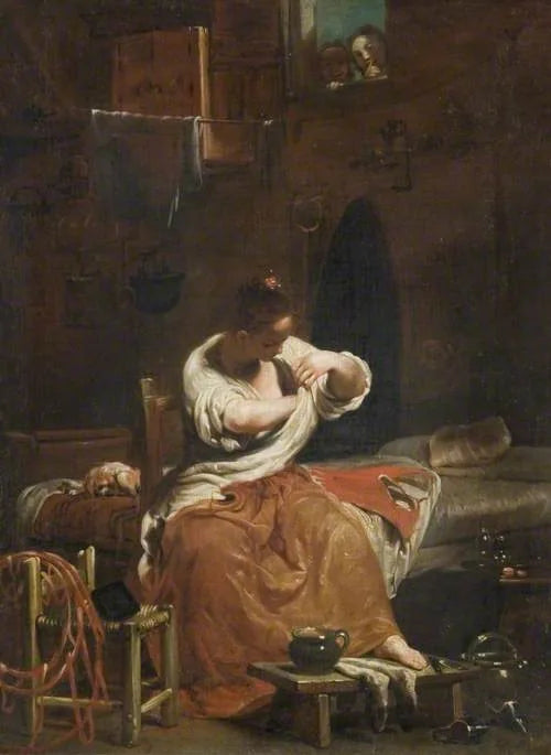 La Puce - Giuseppe Maria Crespi image 1 reproduction de peinture à l’huile