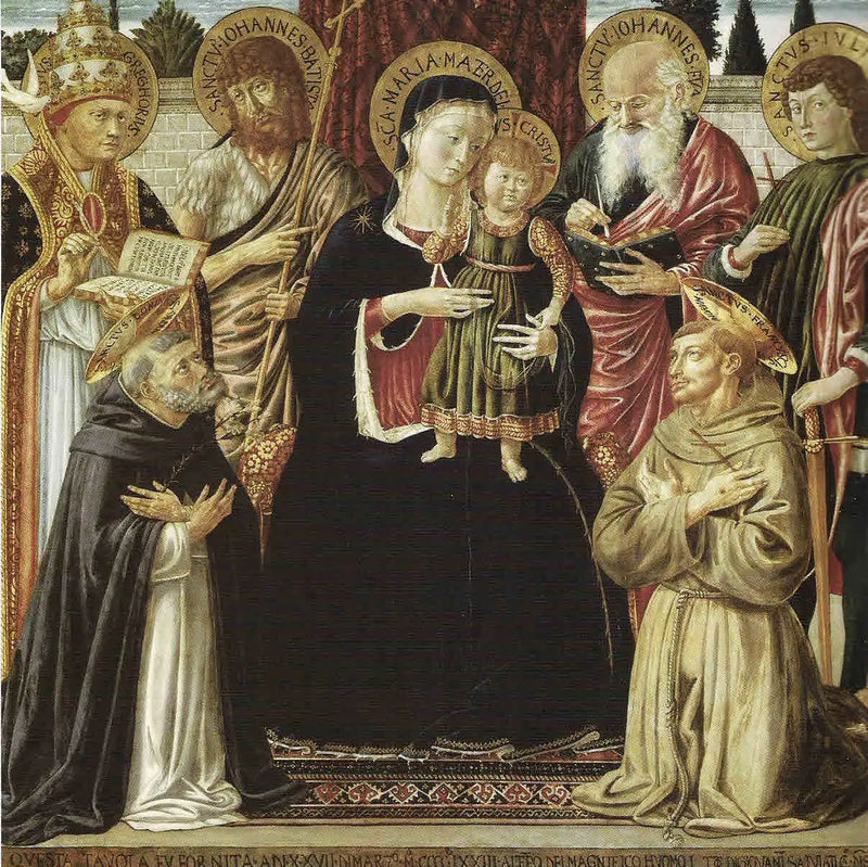 العذراء والطفل محاطين بالقديسين - بينوتزو غوزولي