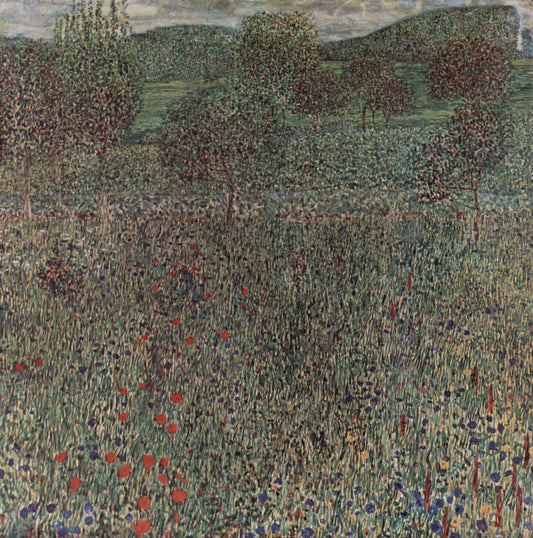 Reproduction du tableau « Champ en fleur - Gustav Klimt » par Alpha Reproduction en peinture à l’huile