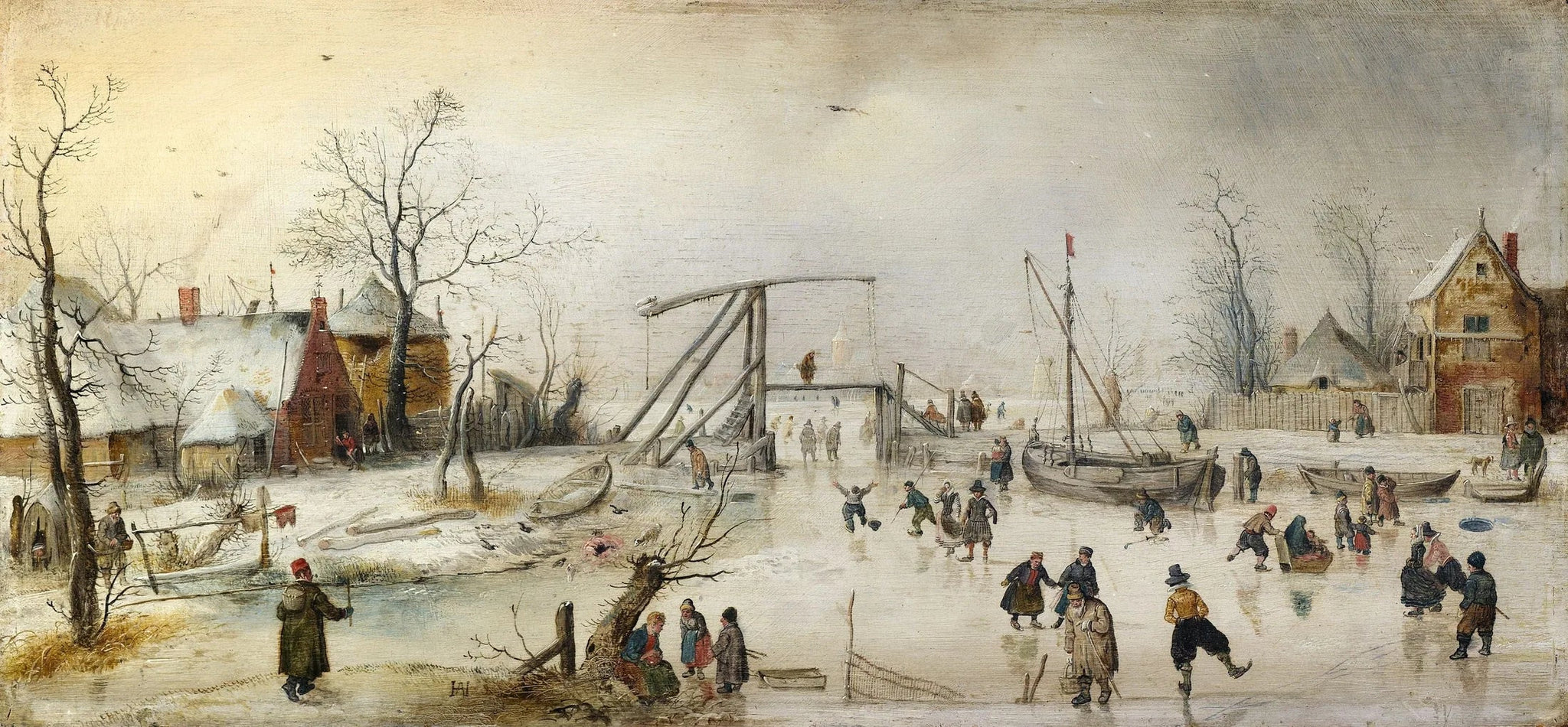 Scène sur la glace - Hendrick Avercamp image 1 tableau peint à l’huile sur toile