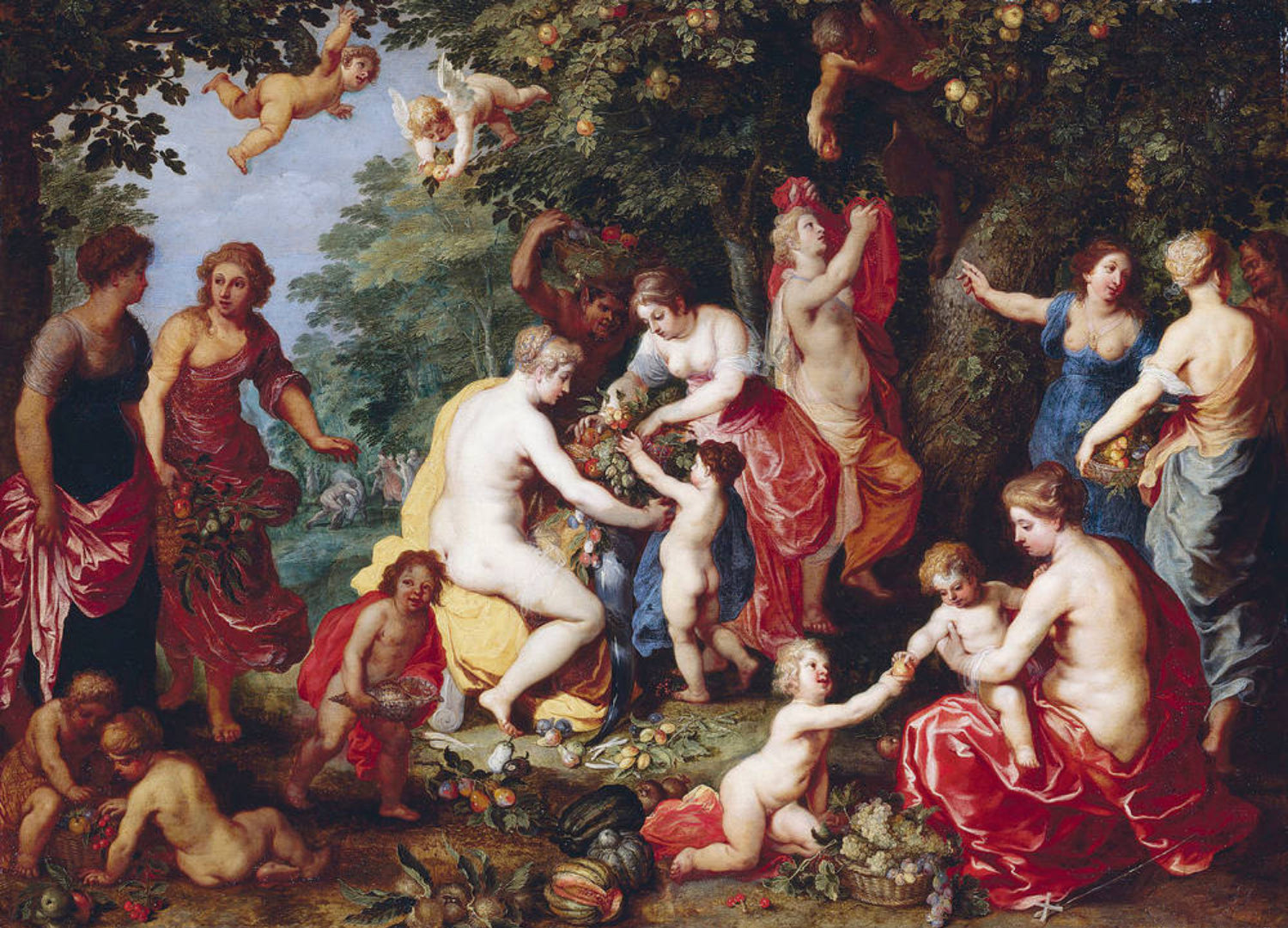 Nymphes et enfants sous les arbres fruitiers (Les Naïades remplissent la corne d'abondance) - Jan Brueghel le Jeune
