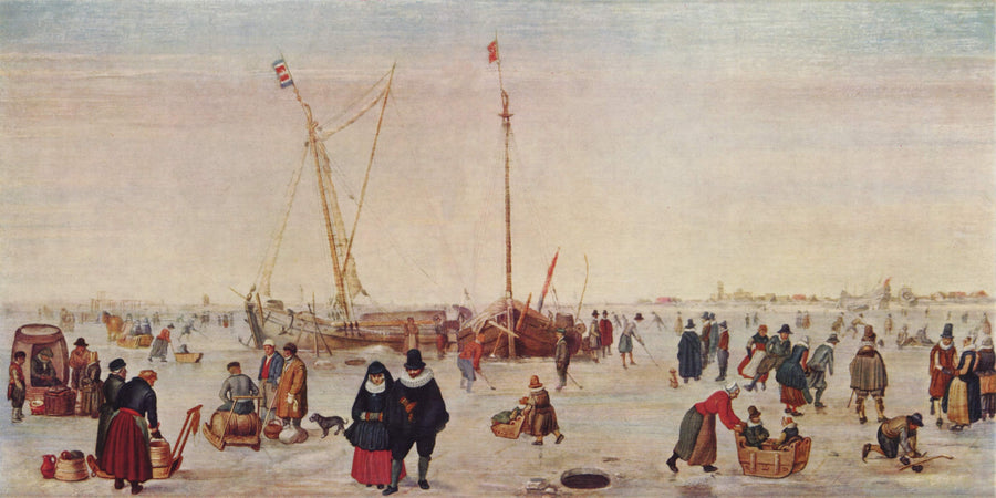 Une scène sur la glace - Hendrick Avercamp image 1 reproduction artisanale de tableau