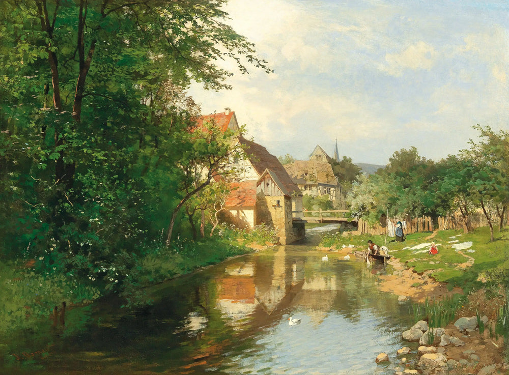 Un village au bord de la rivière - Hugo Darnaut - Alpha Reproduction