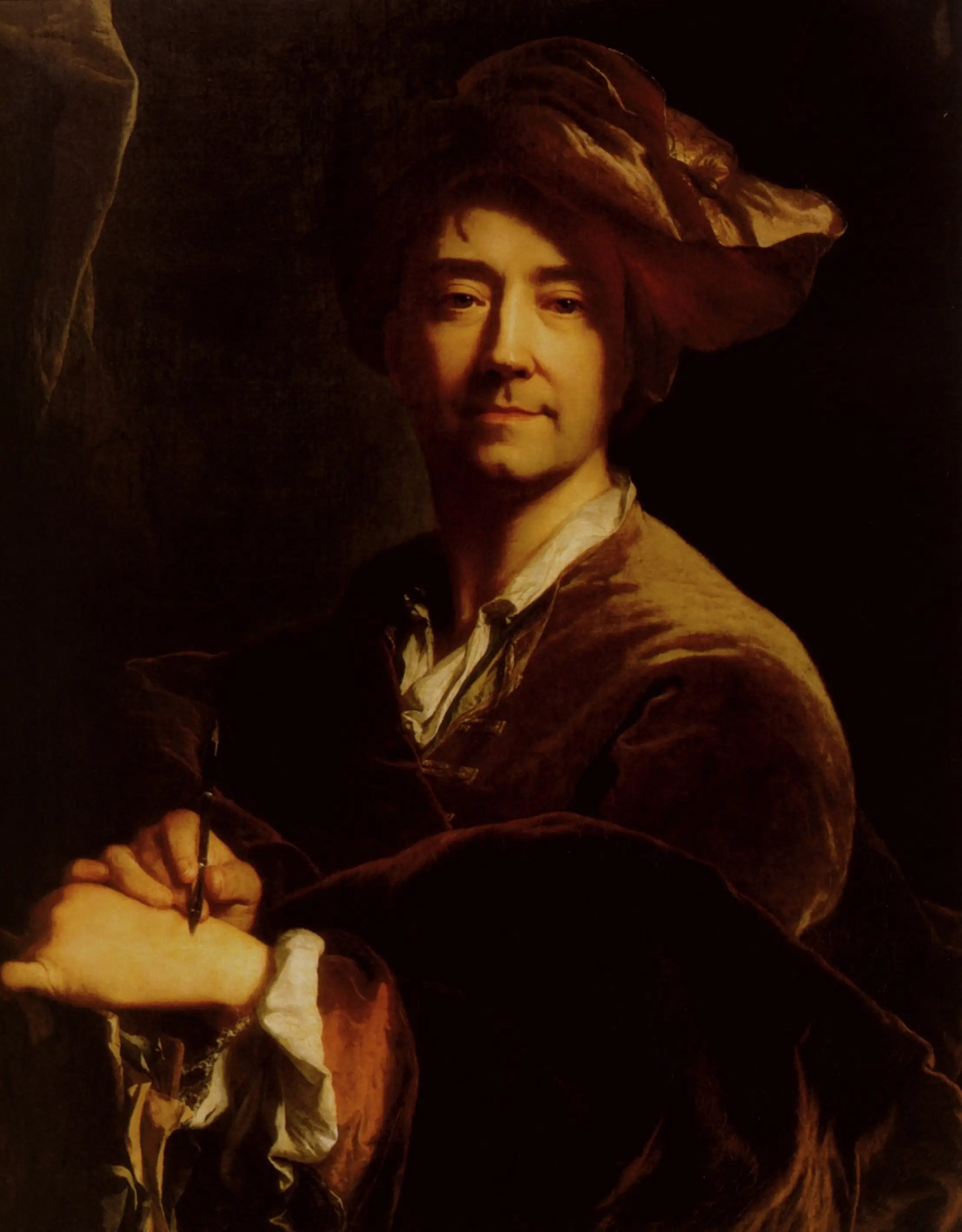 Autoportrait au porte-mine - Hyacinthe Rigaud - Alpha Reproduction