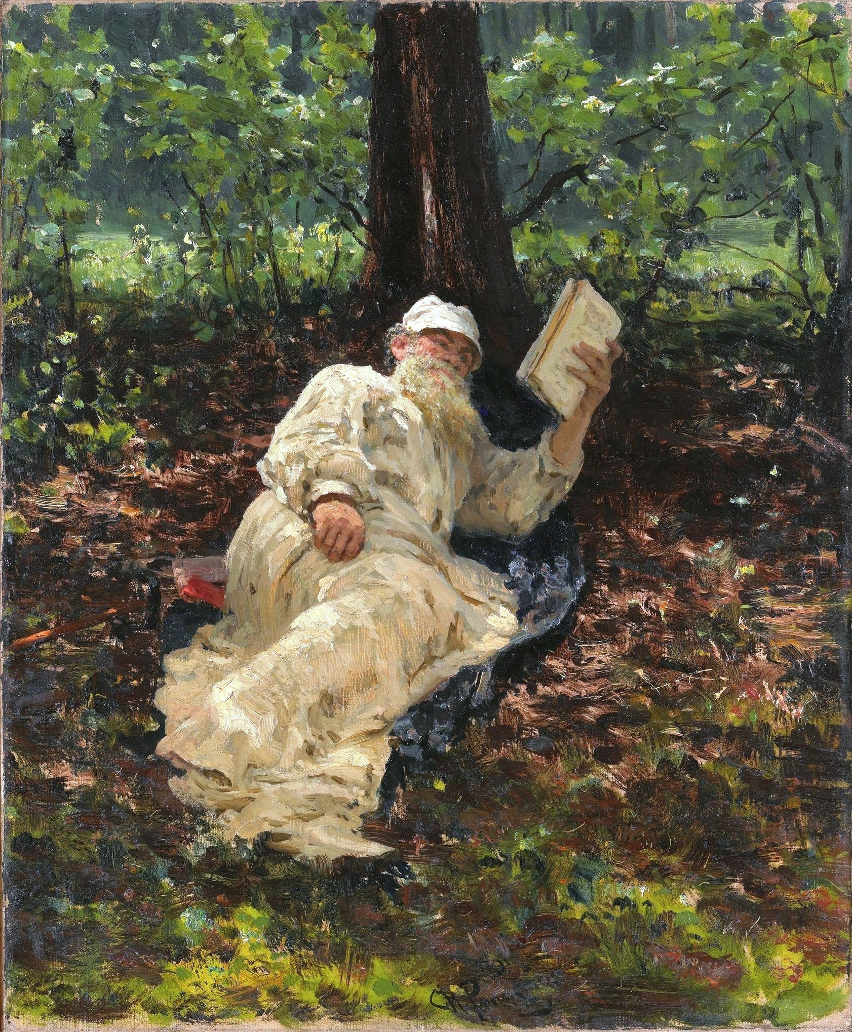 Lev Nikolaïevitch Tolstoï se repose dans la forêt. - Ilya Repin