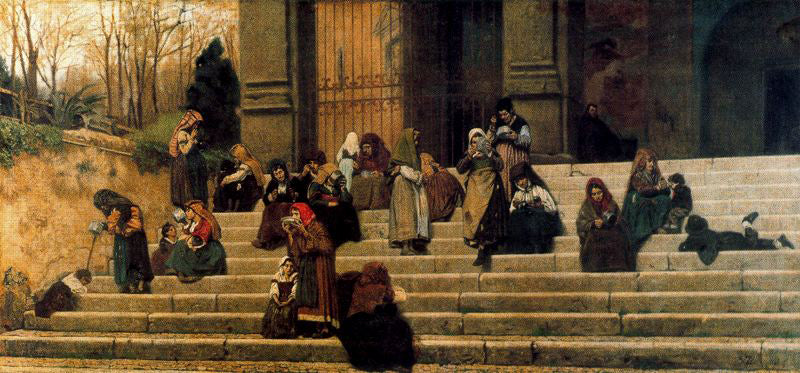 Impressions de Rome (Les pauvres sur les marches du couvent de l’Ara Caeli à Rome) - Federico Zandomeneghi - Alpha
