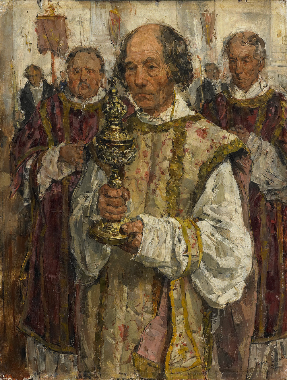 Procession dans la vieille église catholique de La Haye avec le prêtre Cornelis Hendrikus van Vlooten - Isaac Israëls