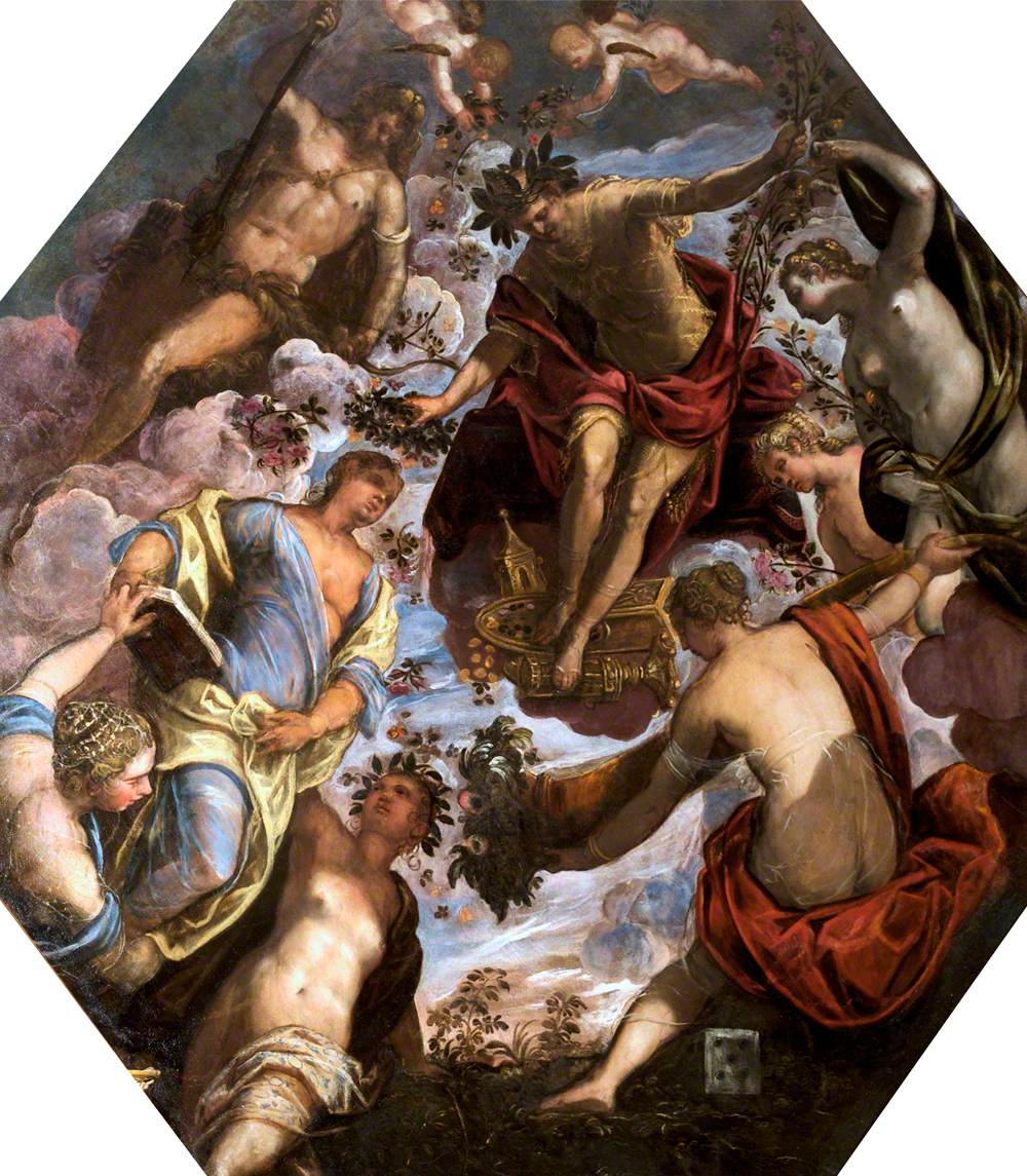 Apollon couronnant un poète en présence d’Hercule et de quatre autres femmes. - Jacopo Tintoretto - Alpha Reproduction