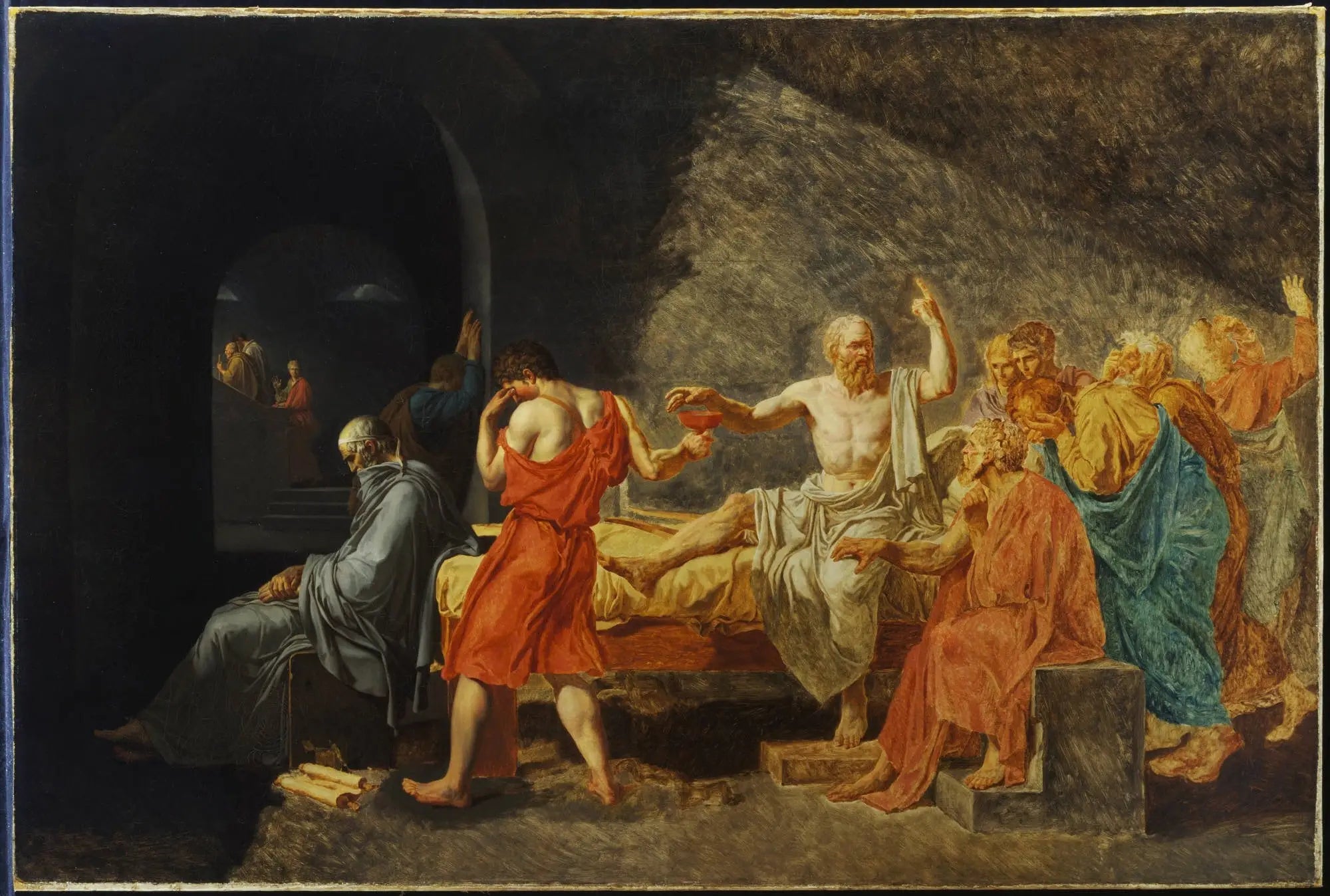 Reproduction du tableau « La mort de Socrate - Jacques-Louis David » par Alpha Reproduction en peinture à l’huile