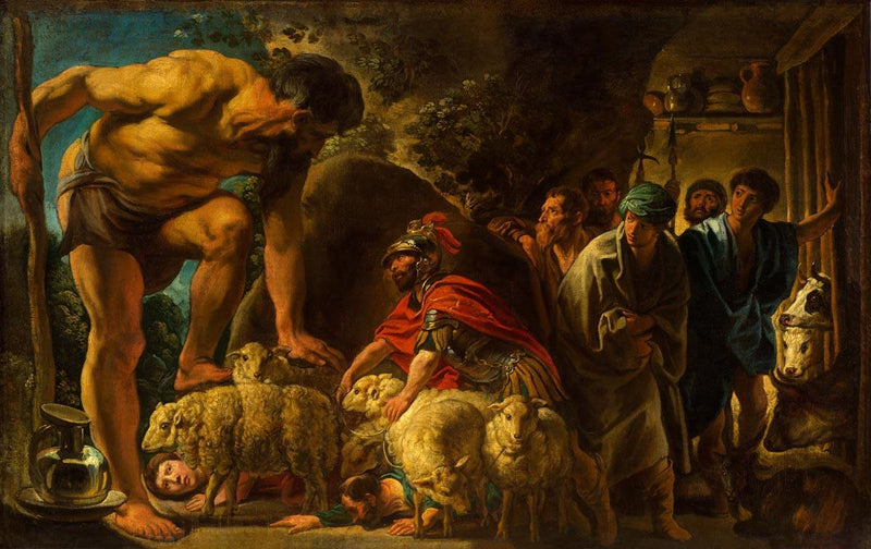 Ulysse et ses hommes s'éclipsent, dissimulés sous des béliers. - Jacob Jordaens1
