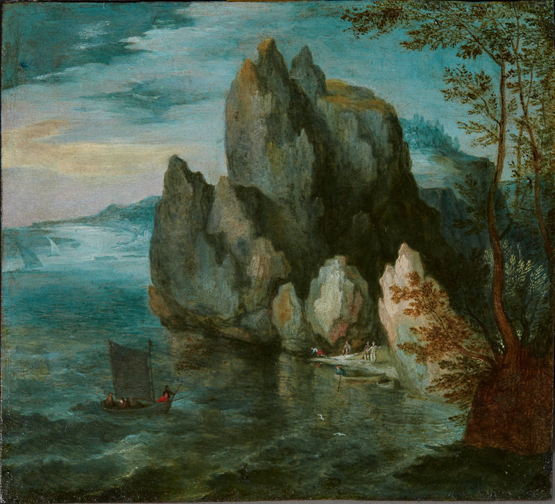 Paysage marin avec une haute falaise - Jan Brueghel l'Ancien