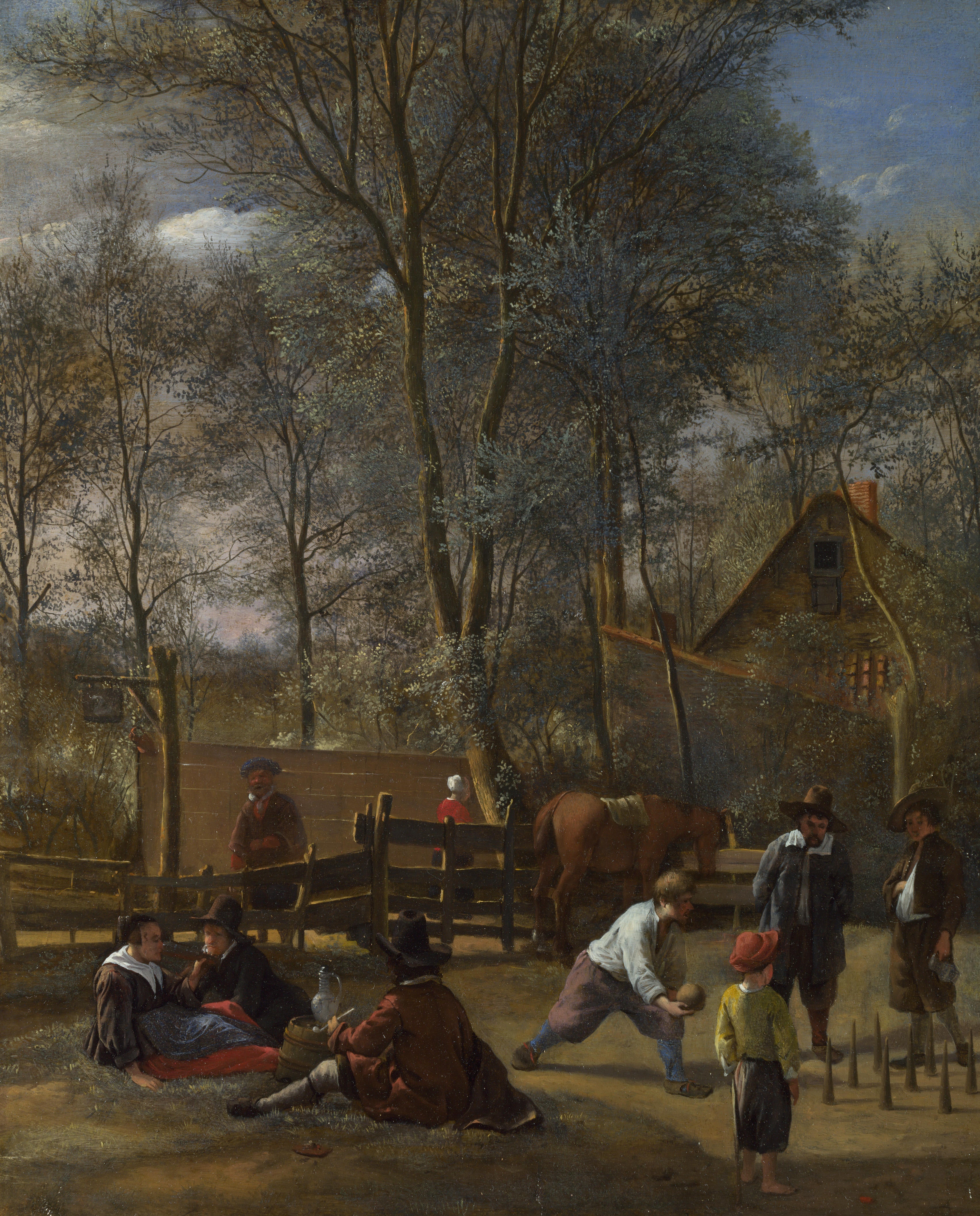 Joueurs de quilles devant une auberge - Jan Steen