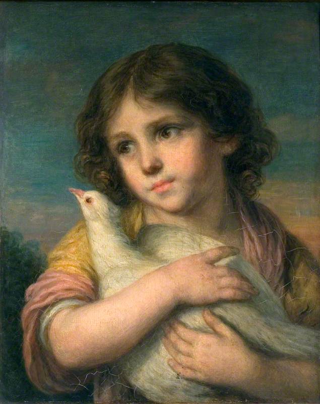 Innocence : Une fille avec une colombe - Jean-Baptiste Greuze