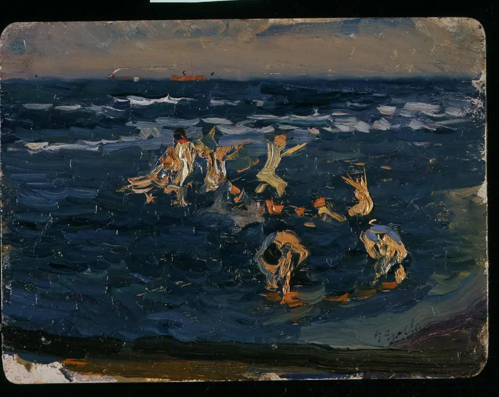 Reproduction du tableau « La Plage, Valence (Garçons dans les vagues) - Joaquín Sorolla » par Alpha Reproduction en peinture à l’huile