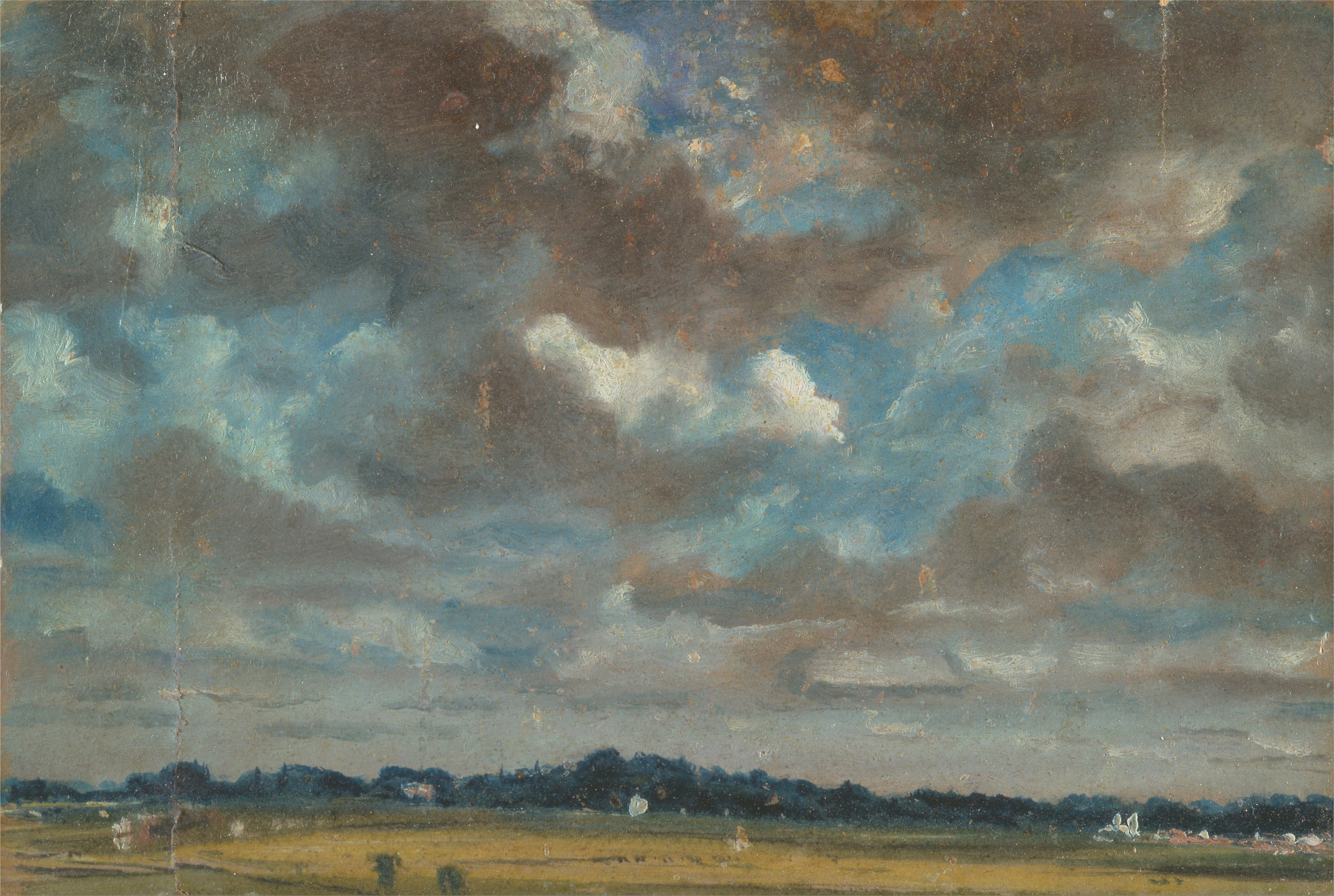 Paysage étendu avec des nuages gris - John Constable