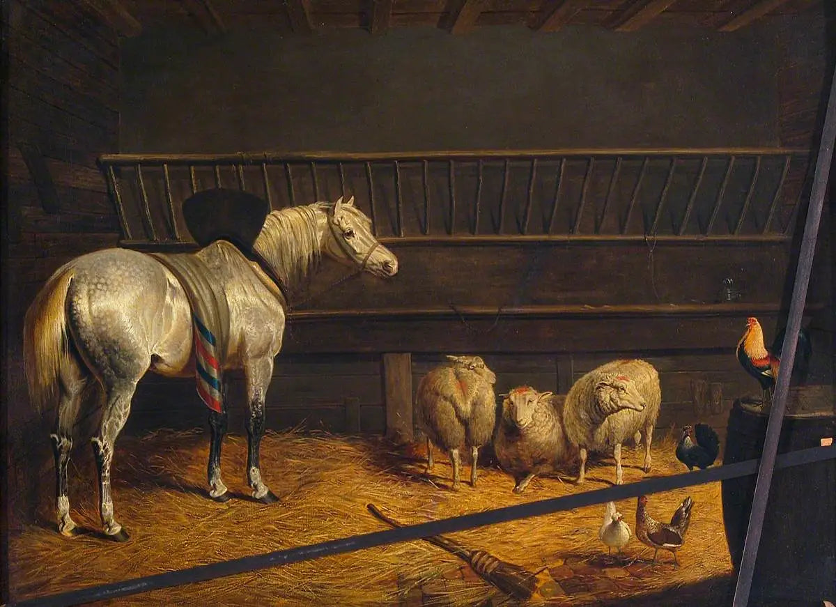 Cheval gris dans une écurie - John Frederick Herring Sr. - Alpha Reproduction