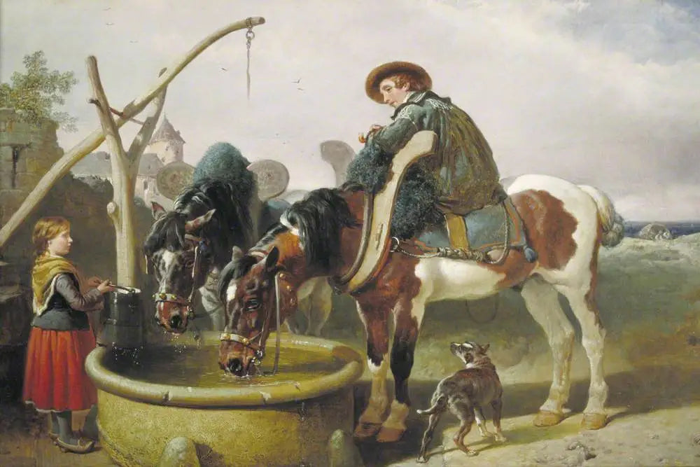 Chevaux au puits et Henry Bright (1814–1873) - John Frederick Herring Sr. - Alpha Reproduction
