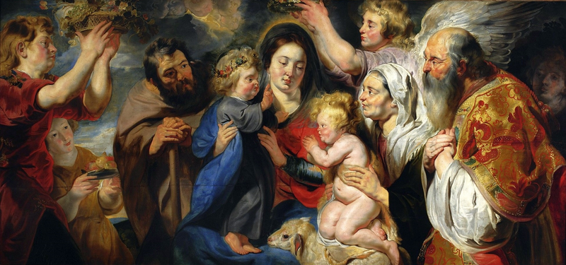 La Sainte Famille avec saint Jean, ses parents et les anges. - Jacob Jordaens