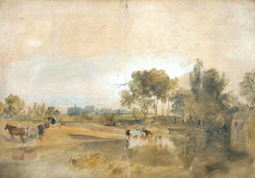 Reproduction du tableau « A Thames Backwater with Windsor Castle in the Distance - J. M. W. Turner » par Alpha Reproduction en peinture à l’huile