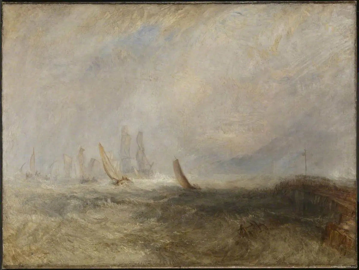 Reproduction du tableau « Fishing Boats Bringing a Disabled Ship into Port Ruysdael - J. M. W. Turner » par Alpha Reproduction en peinture à l’huile