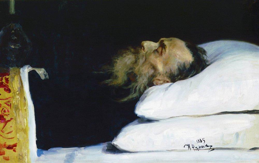 L'historien Nikolaï Ivanovitch Kostomarov dans son cercueil. - Ilya Repin