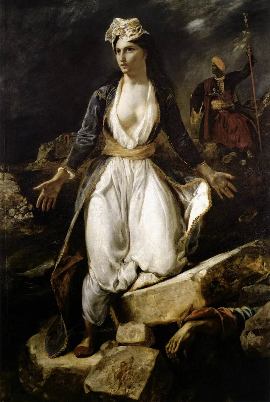 Reproduction du tableau « La Grèce sur les ruines de Missolonghi - Eugène Delacroix » par Alpha Reproduction en peinture à l’huile