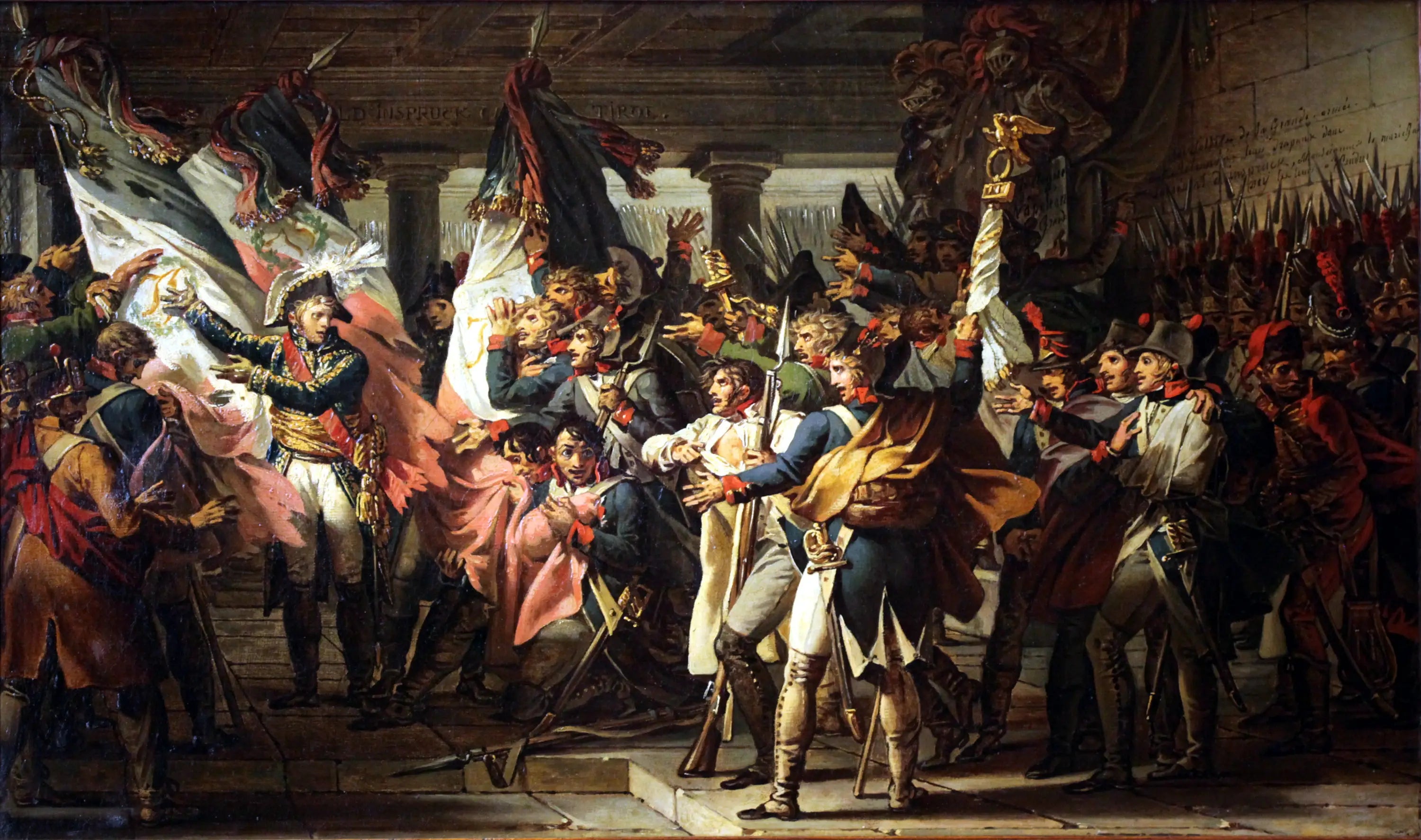 Les soldats du 76e de ligne rétrouvant leurs drapeaux dans l’arsenal d’Innsbruck - Charles Meynier - Alpha Reproduction