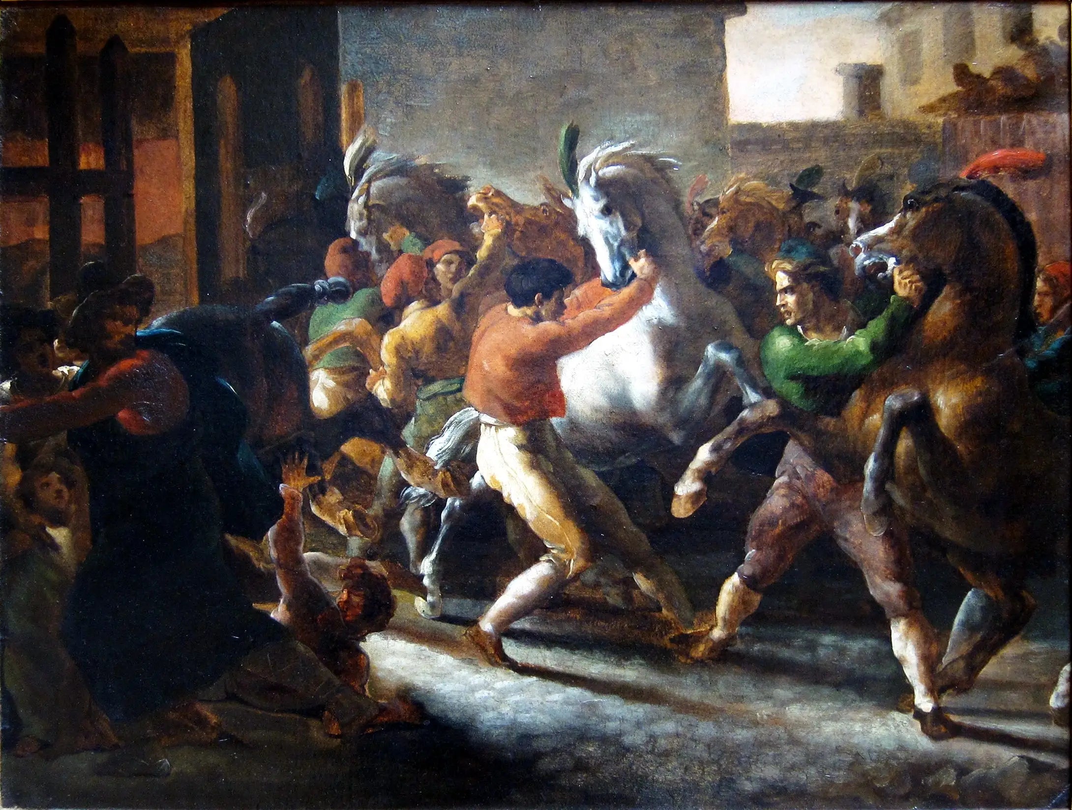 Reproduction du tableau « Course de chevaux libres à Rome - Théodore Géricault » par Alpha Reproduction en peinture à l’huile