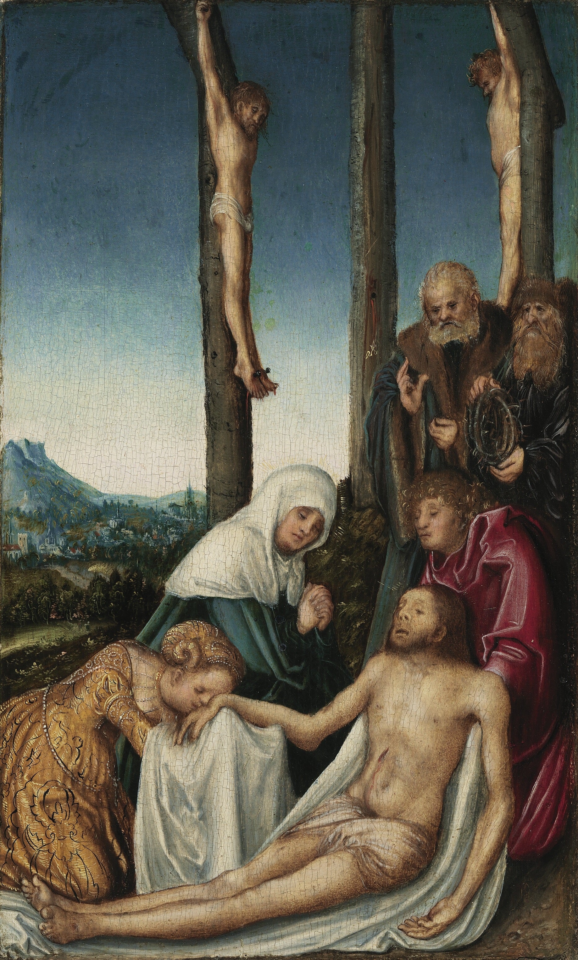 La Lamentation avec les deux brigands crucifiés - Lucas Cranach the Elder